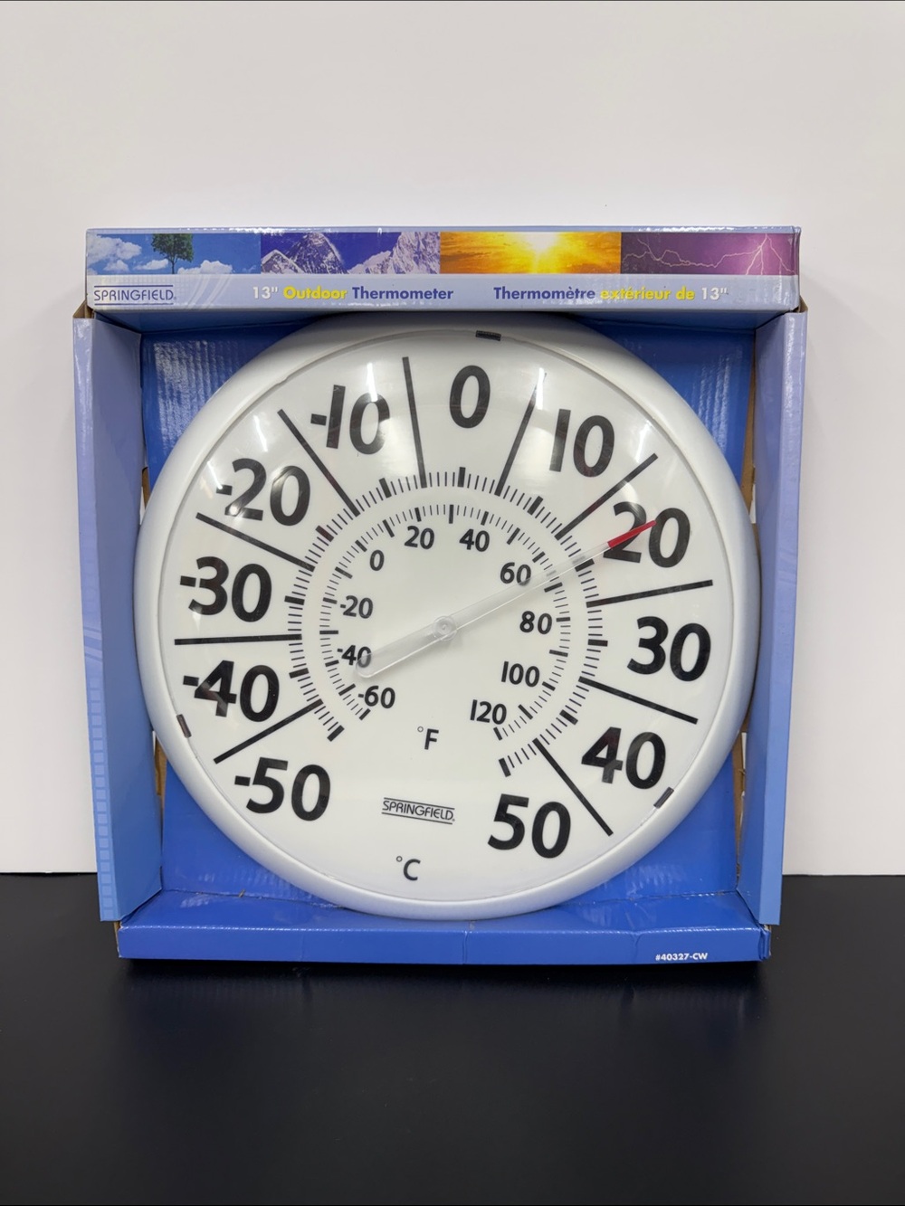 13" Outdoor Thermometer in White